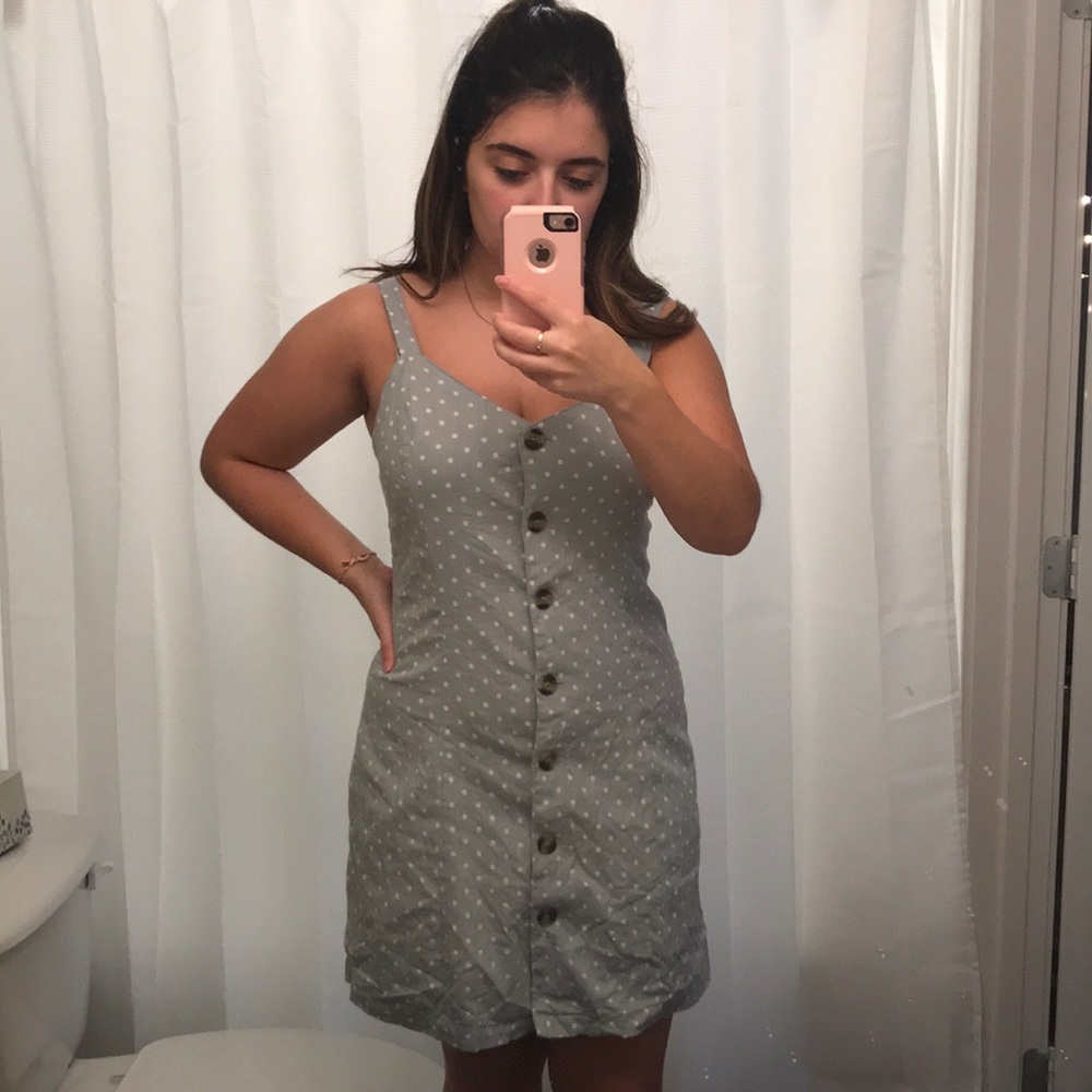 Polkadot blue button down dress